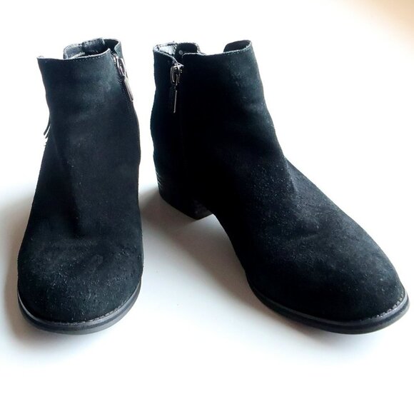Blondo Waterproof Black Suede Leather Block Heel Ankle Boots Booties Size 10 - Picture 4 of 16